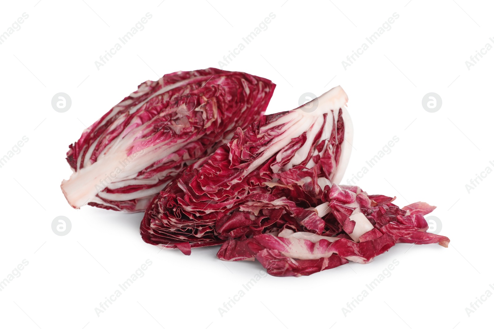 Photo of Cut fresh ripe radicchio on white background