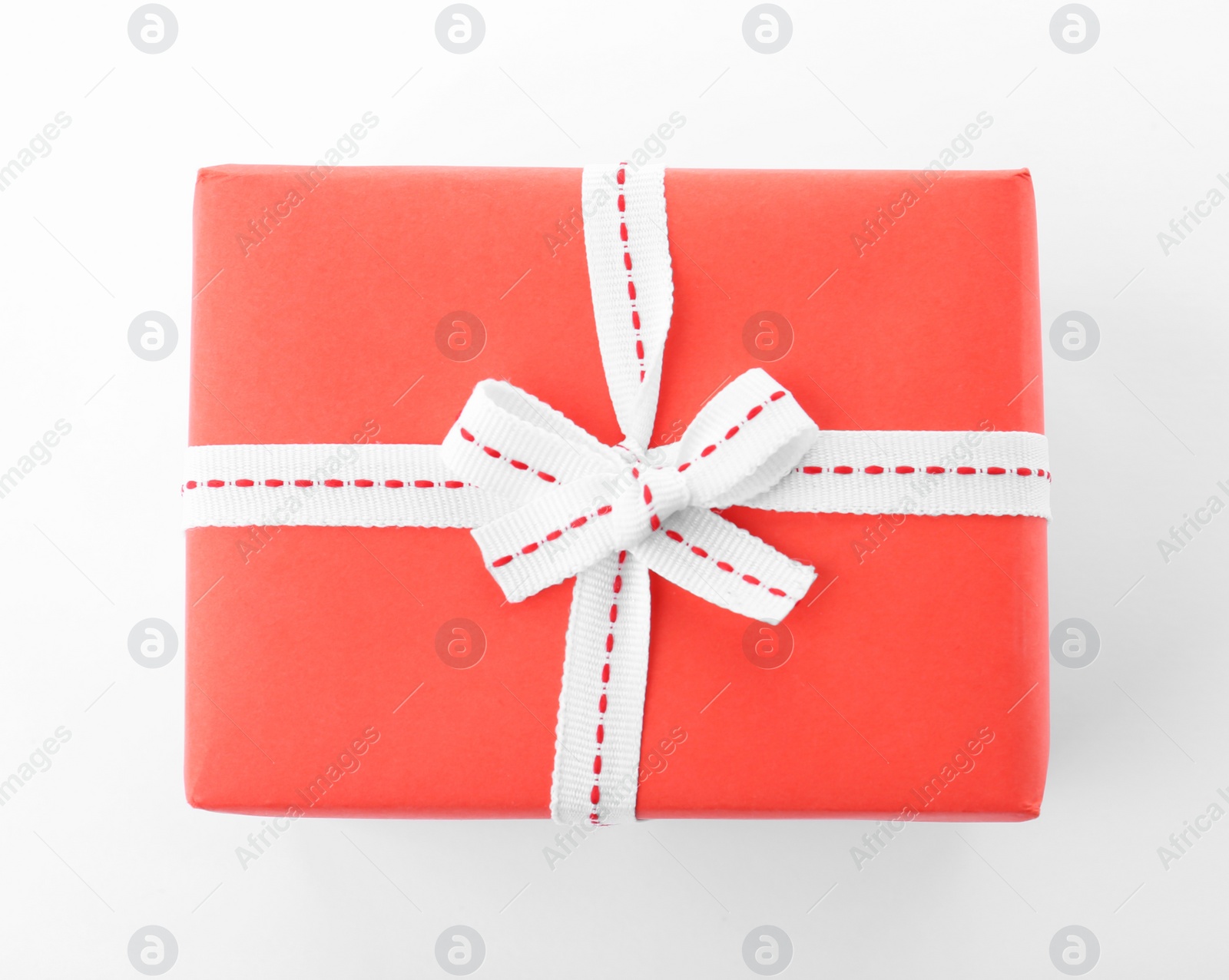 Photo of Beautiful gift box with ribbon on white background