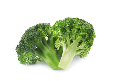 Fresh broccoli isolated on white. Edible green plant