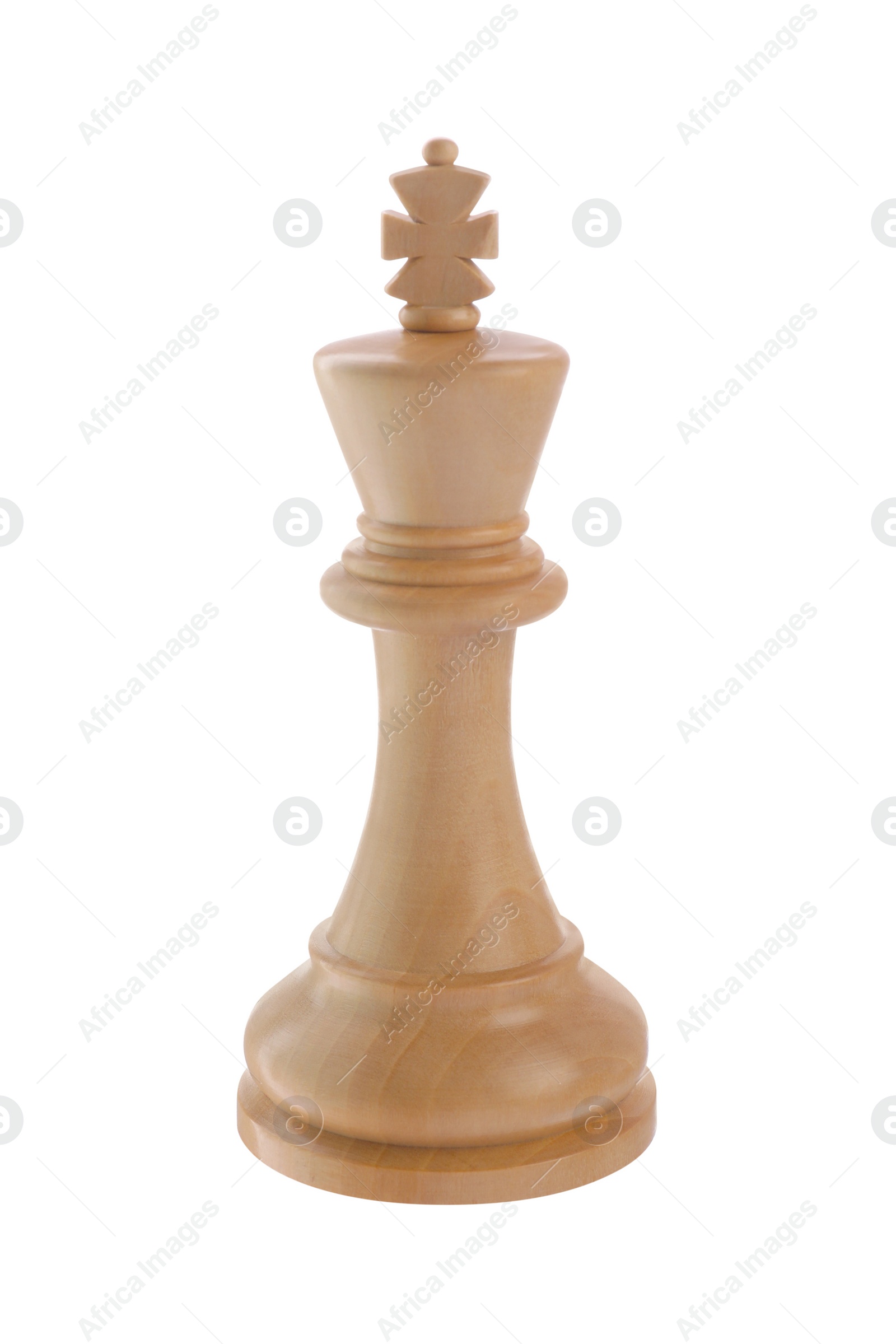 Photo of One wooden chess king isolated on white