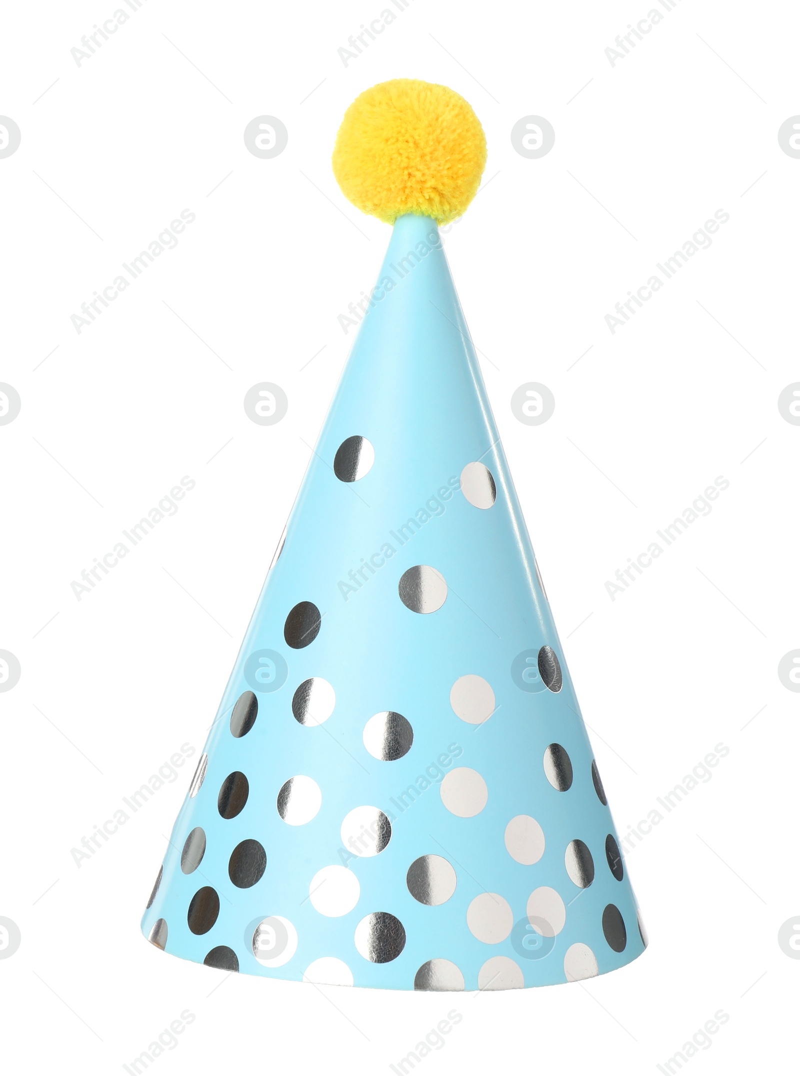 Photo of One blue party hat isolated on white