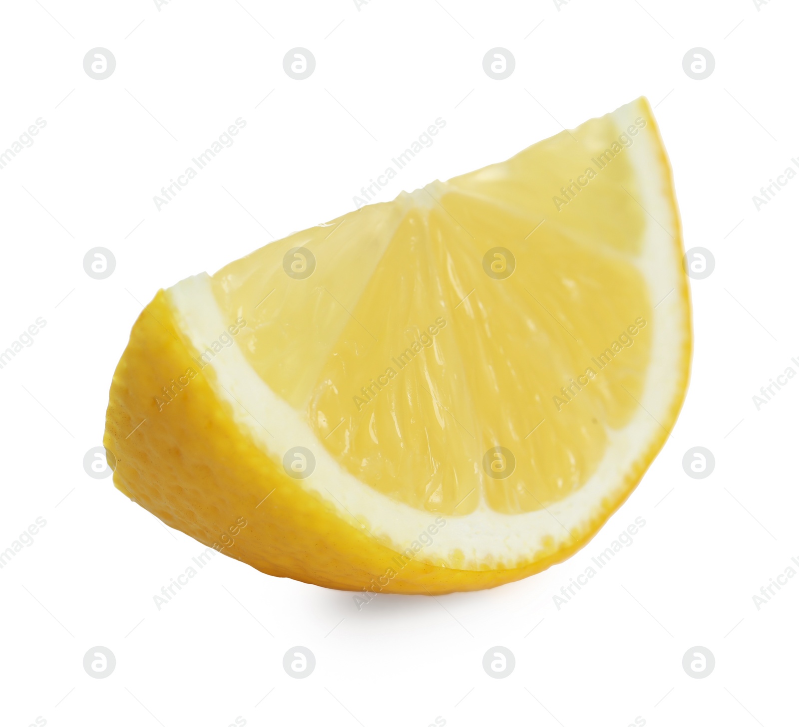 Photo of Slice of fresh lemon isolated on white