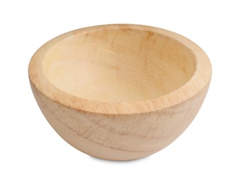 One new wooden bowl on white background