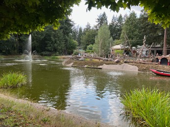 Photo of Amersfoort, the Netherlands - August 20, 2022: Beautiful view of canal in DierenPark