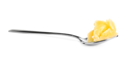 Spoon of Ghee butter isolated on white