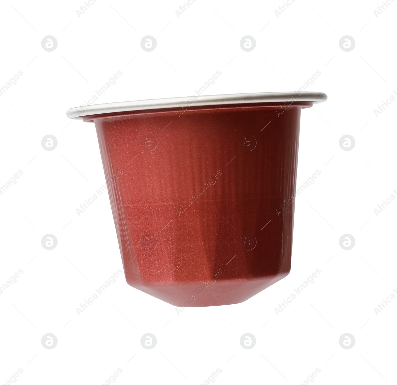 Photo of One plastic coffee capsule isolated on white