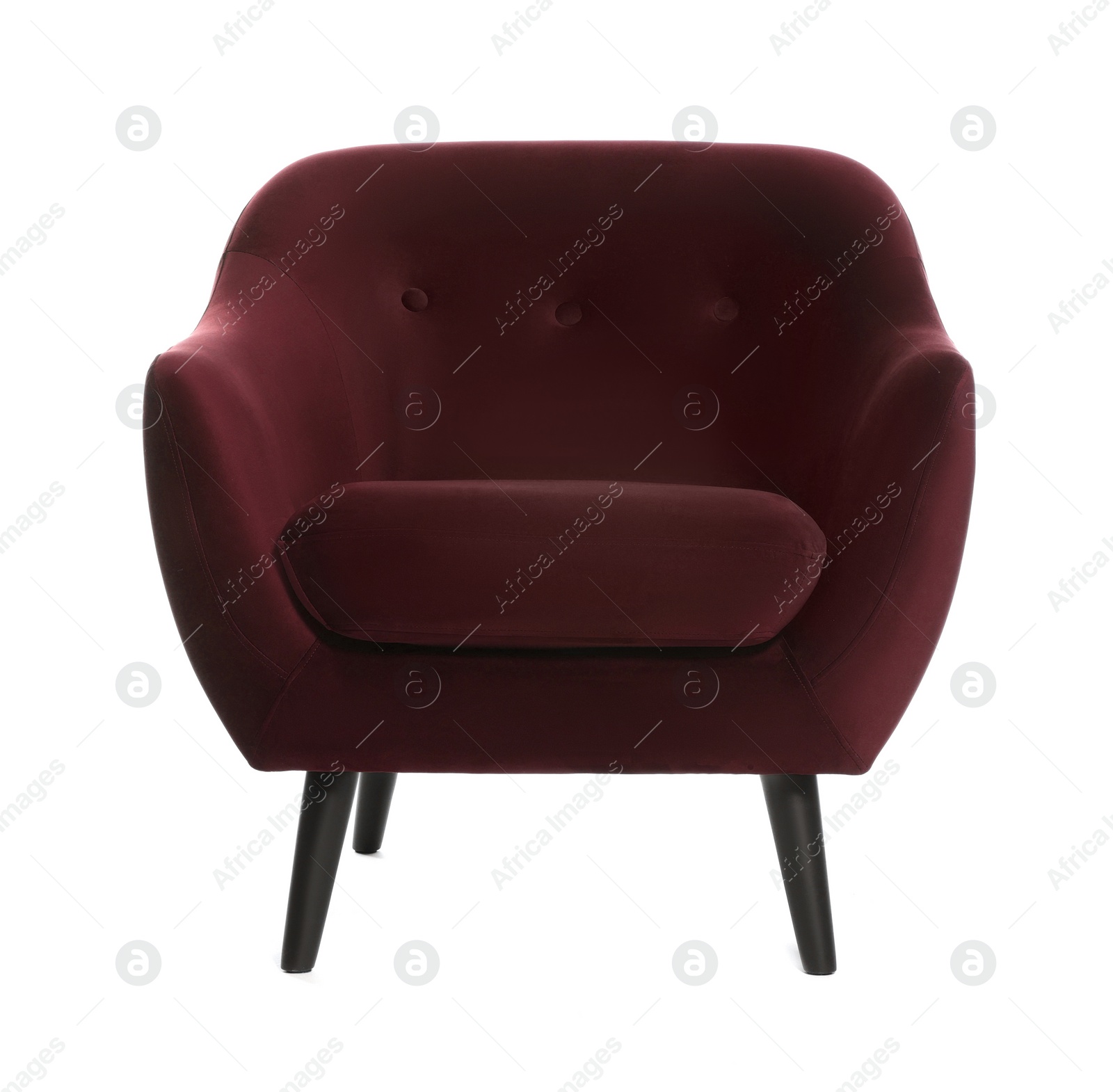 Image of One comfortable burgundy armchair isolated on white