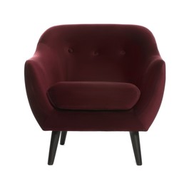 Image of One comfortable burgundy armchair isolated on white