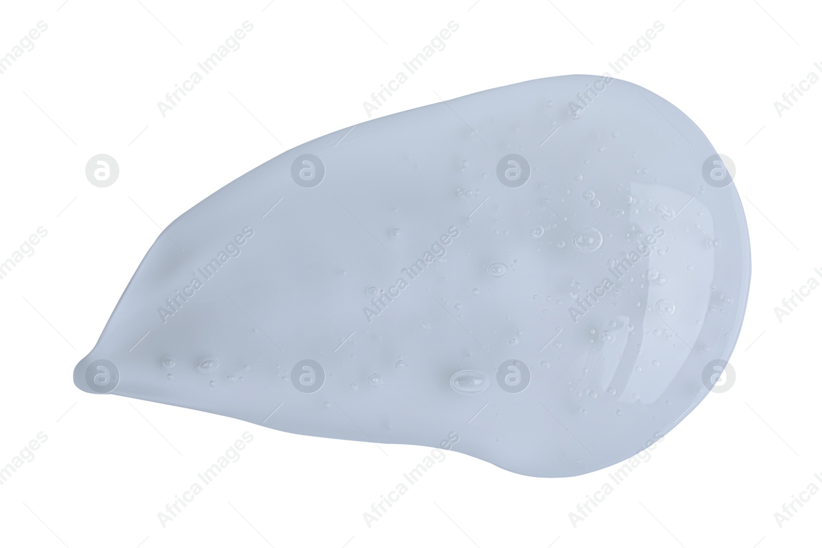 Photo of Sample of transparent cosmetic gel on white background, top view