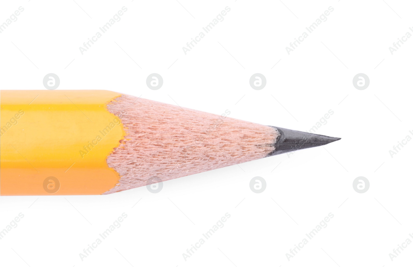 Photo of Sharp graphite pencil isolated on white, top view. Macro photo