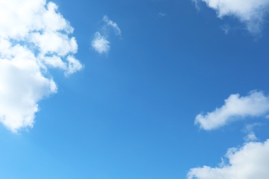 View of beautiful blue sky with fluffy clouds