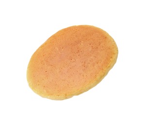 Photo of One fresh pancake isolated on white. Tasty breakfast