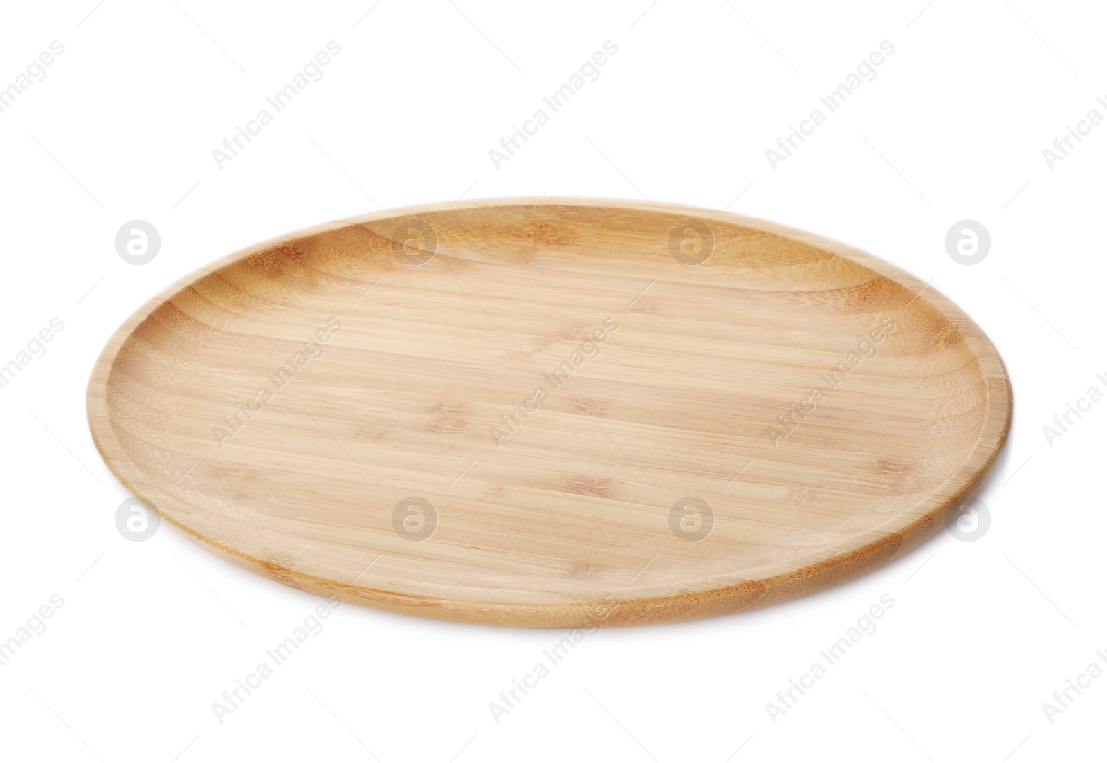 Photo of Plate made of bamboo on white background