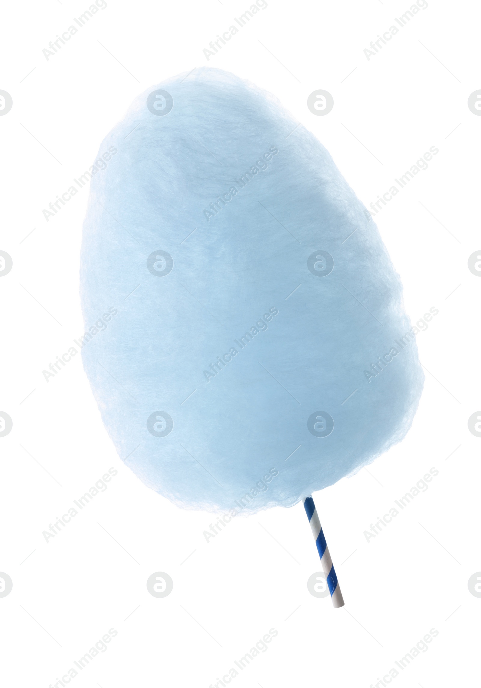 Photo of Stick with yummy cotton candy isolated on white