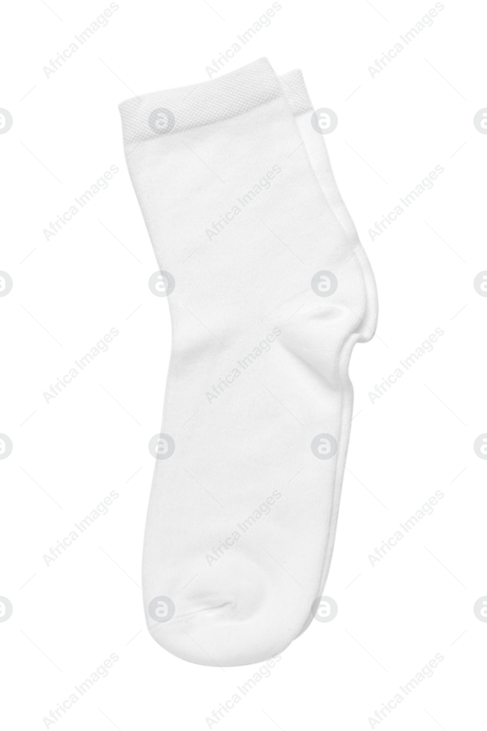 Photo of Pair of new socks isolated on white, top view