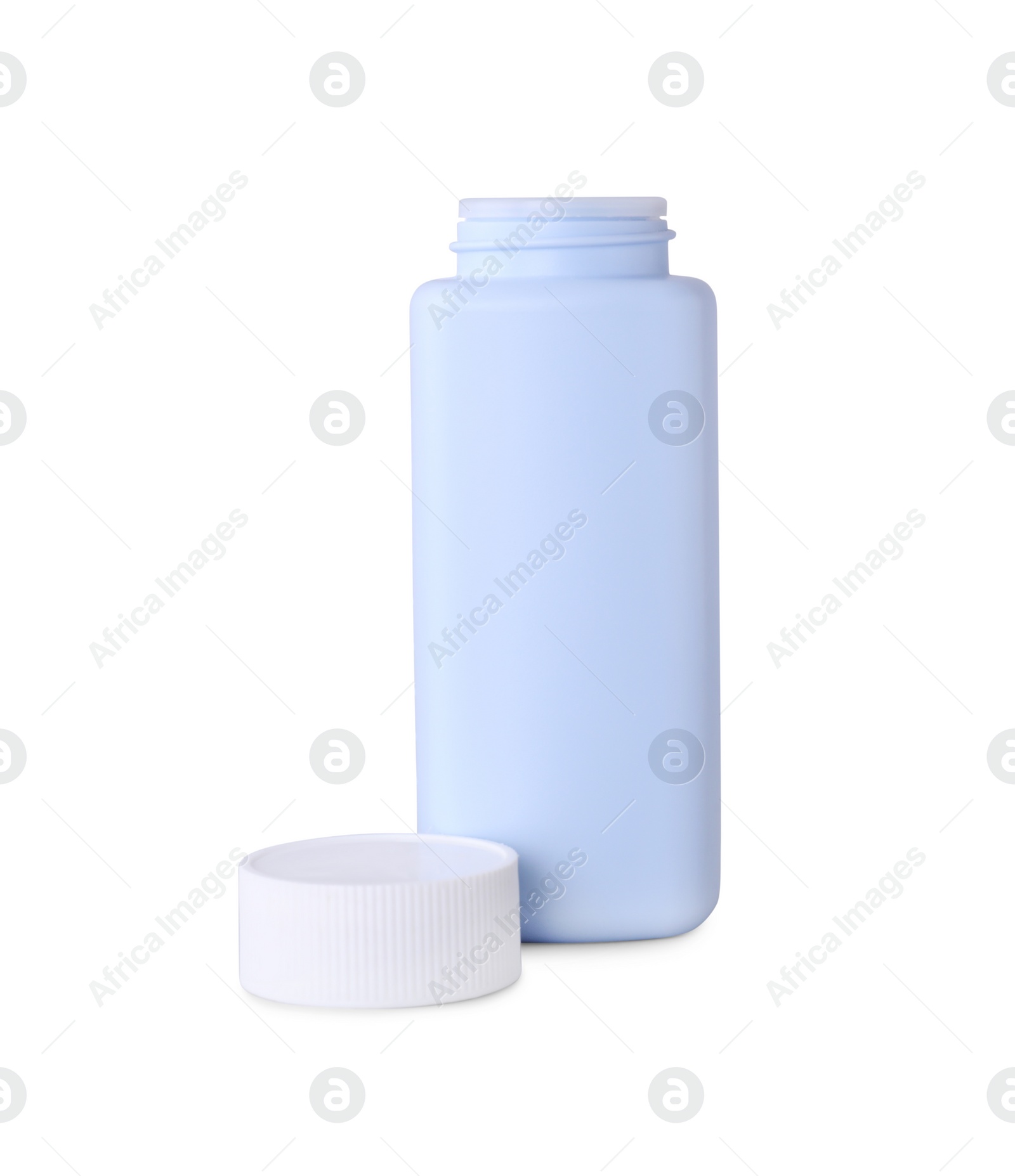 Photo of Blank bottle of baby powder isolated on white