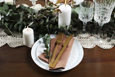 Stylish elegant table setting for festive dinner