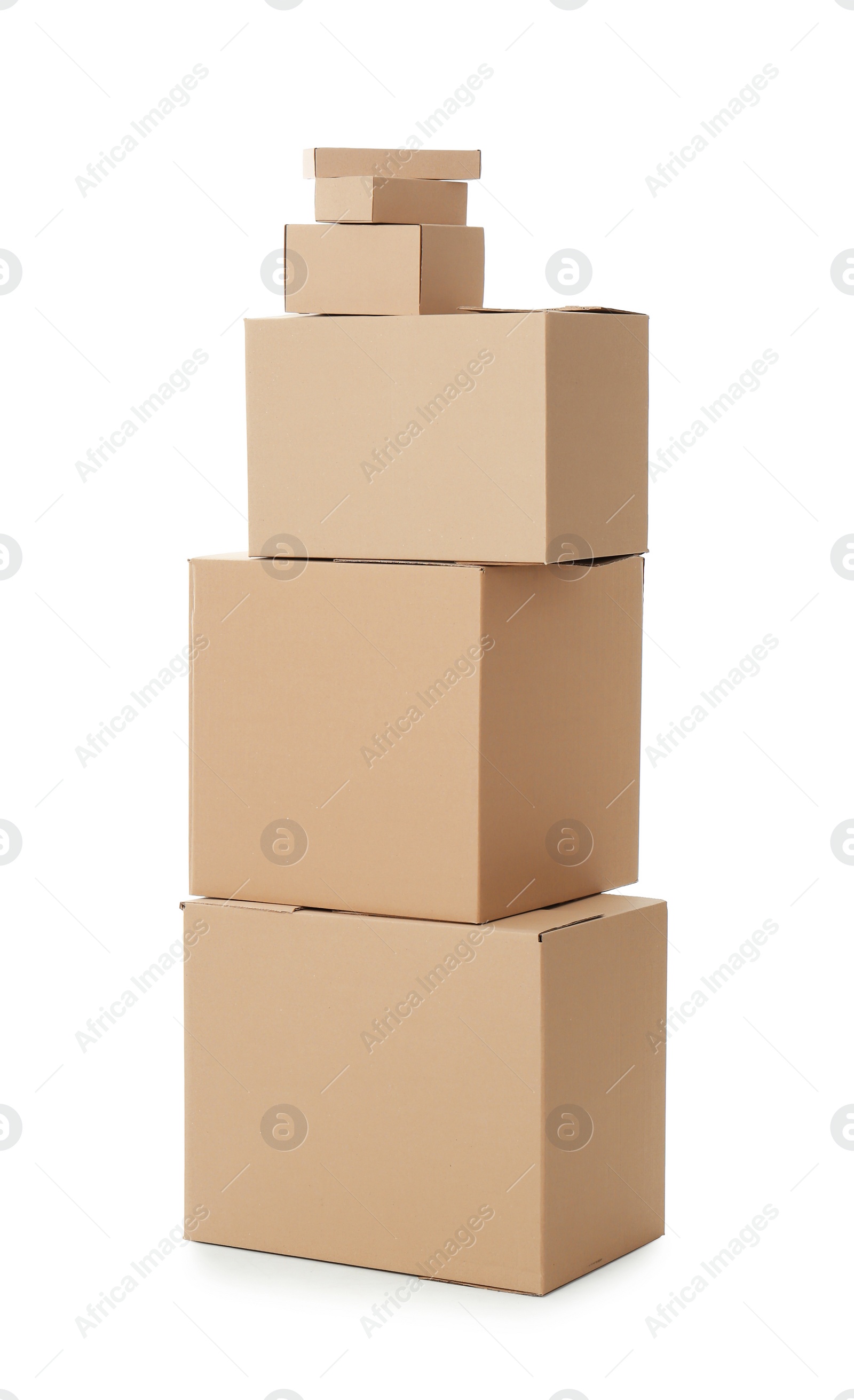 Photo of Cardboard boxes on white background