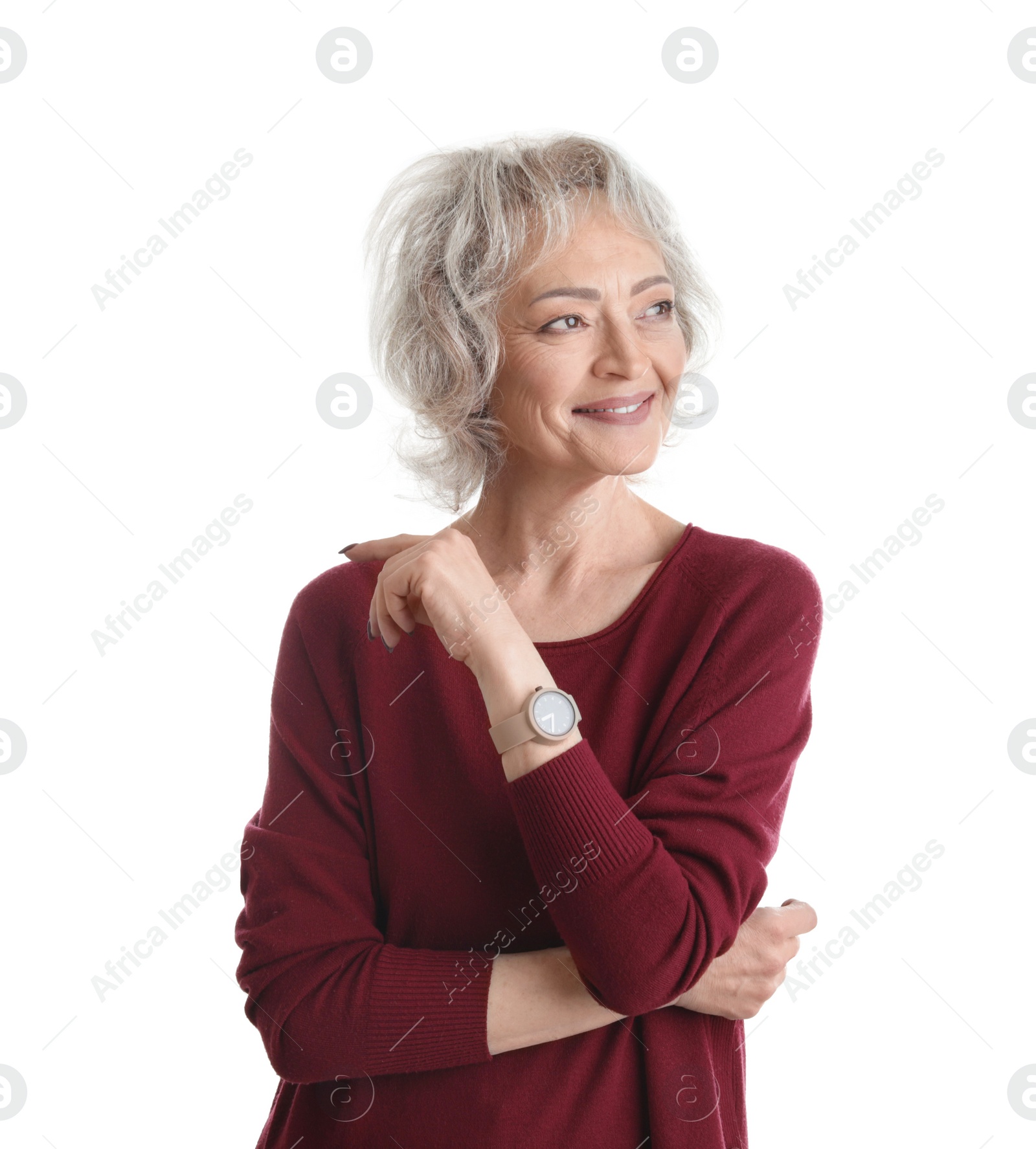 Photo of Portrait of mature woman isolated on white