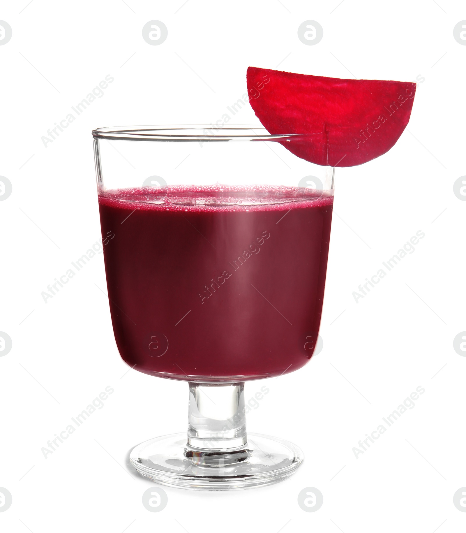 Photo of Glass of beet smoothie on white background