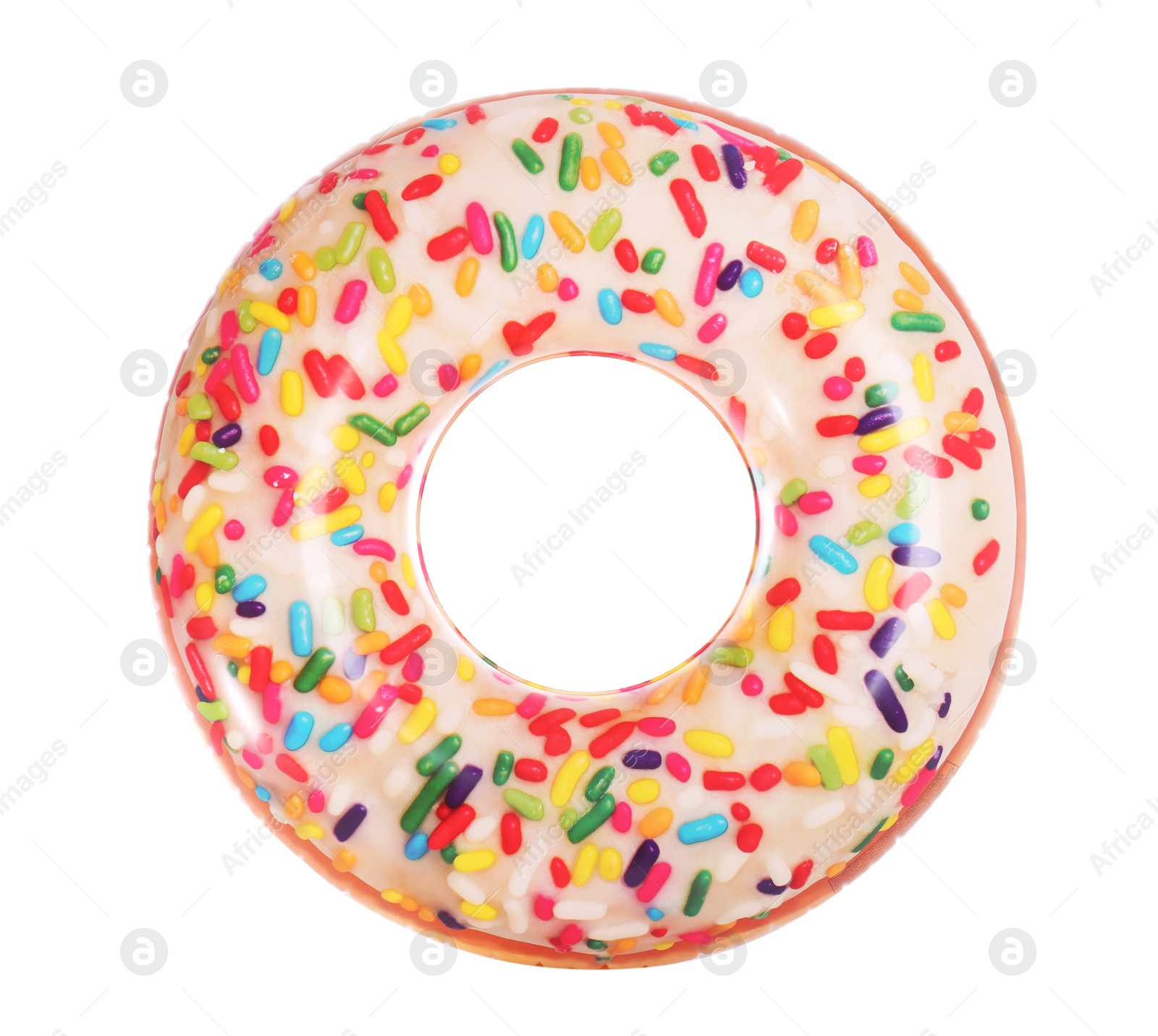 Photo of Bright inflatable donut ring isolated on white