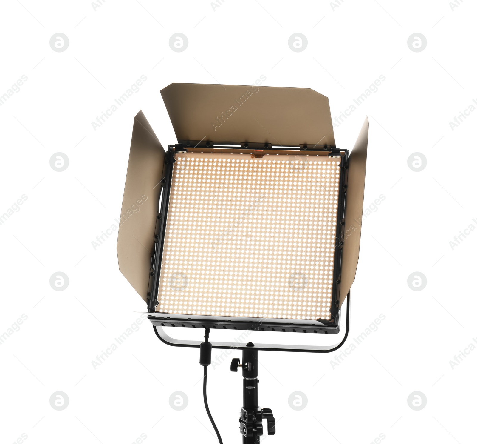 Photo of LED video light on white background. Food photography