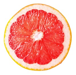 Citrus fruit. Slice of fresh grapefruit isolated on white