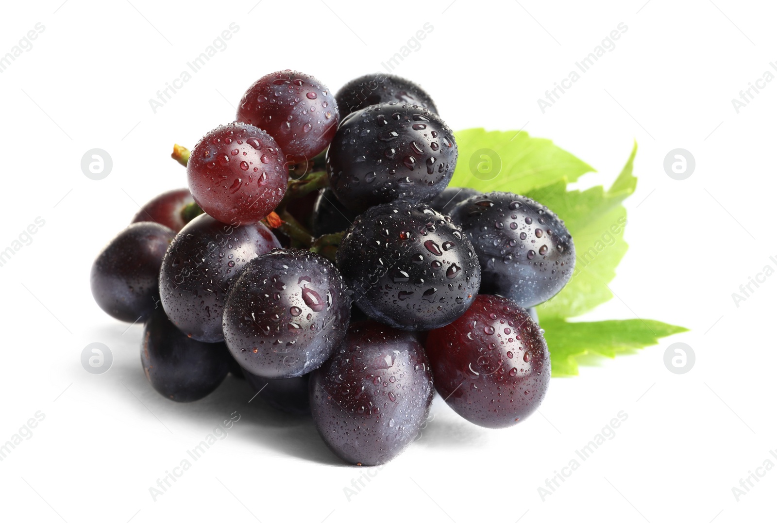 Photo of Bunch of fresh ripe juicy grapes isolated on white