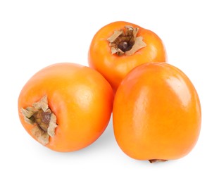 Photo of Delicious ripe juicy persimmons isolated on white