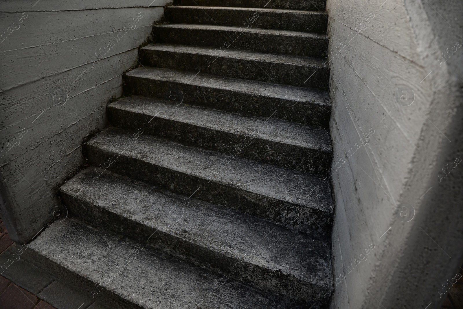 Photo of View of empty old concrete staircase outdoors