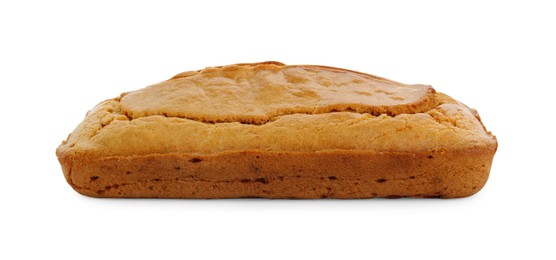 Photo of Delicious homemade yogurt cake on white background