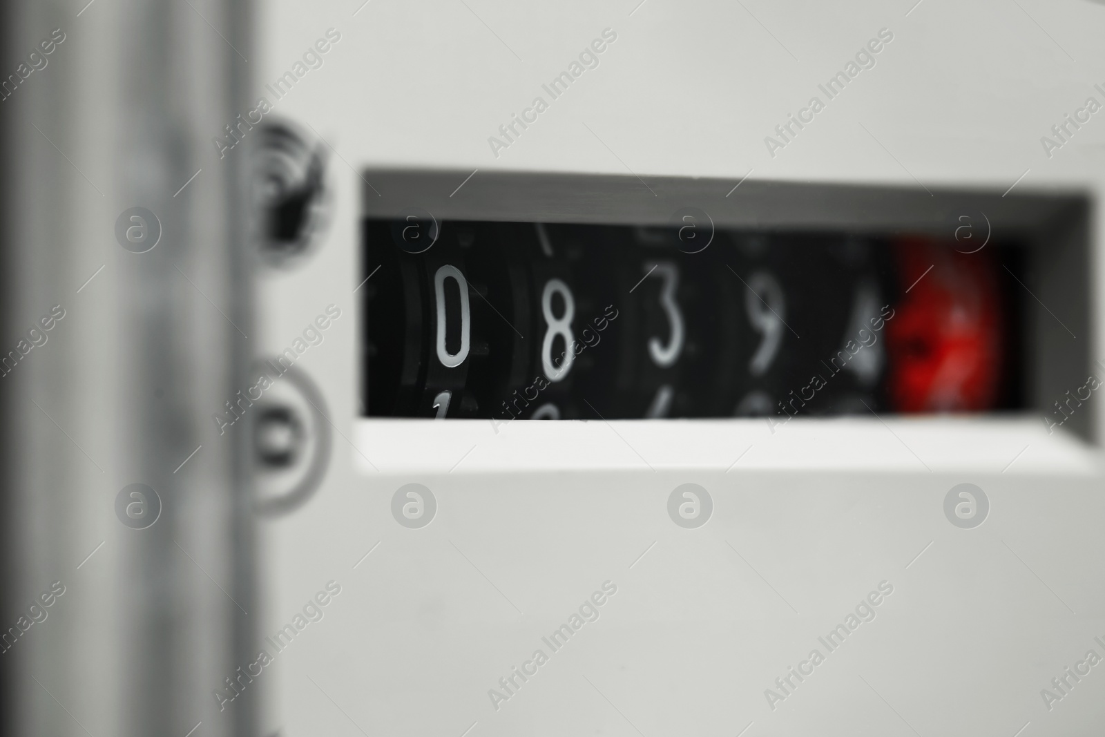 Photo of Closeup view of electric meter. Measuring device