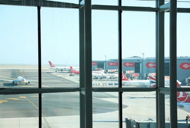 Photo of ISTANBUL, TURKEY - AUGUST 13, 2019: View from window of new airport terminal