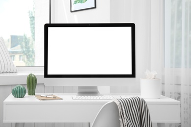 Photo of Comfortable workplace with modern computer on table