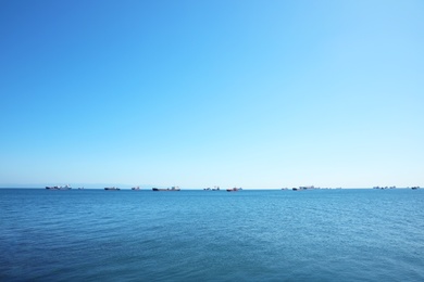 Photo of Beautiful view of many ships in sea on sunny day