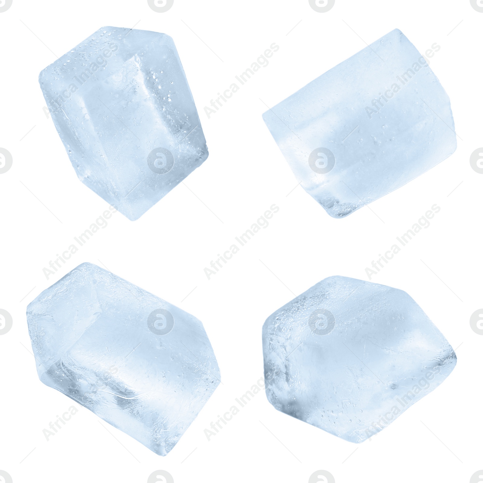 Image of Set of ice cubes on white background