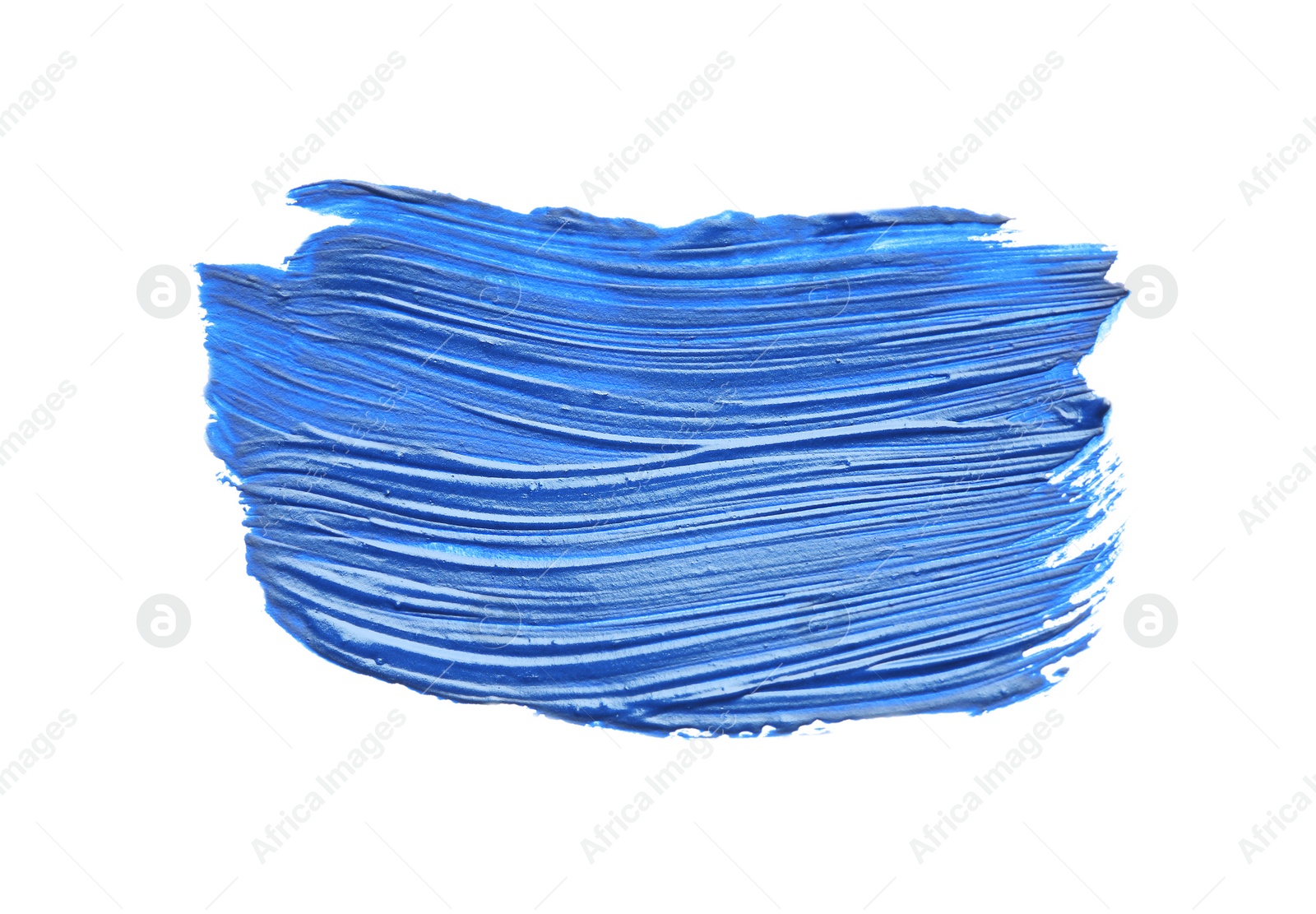 Photo of Abstract brushstroke of blue paint isolated on white