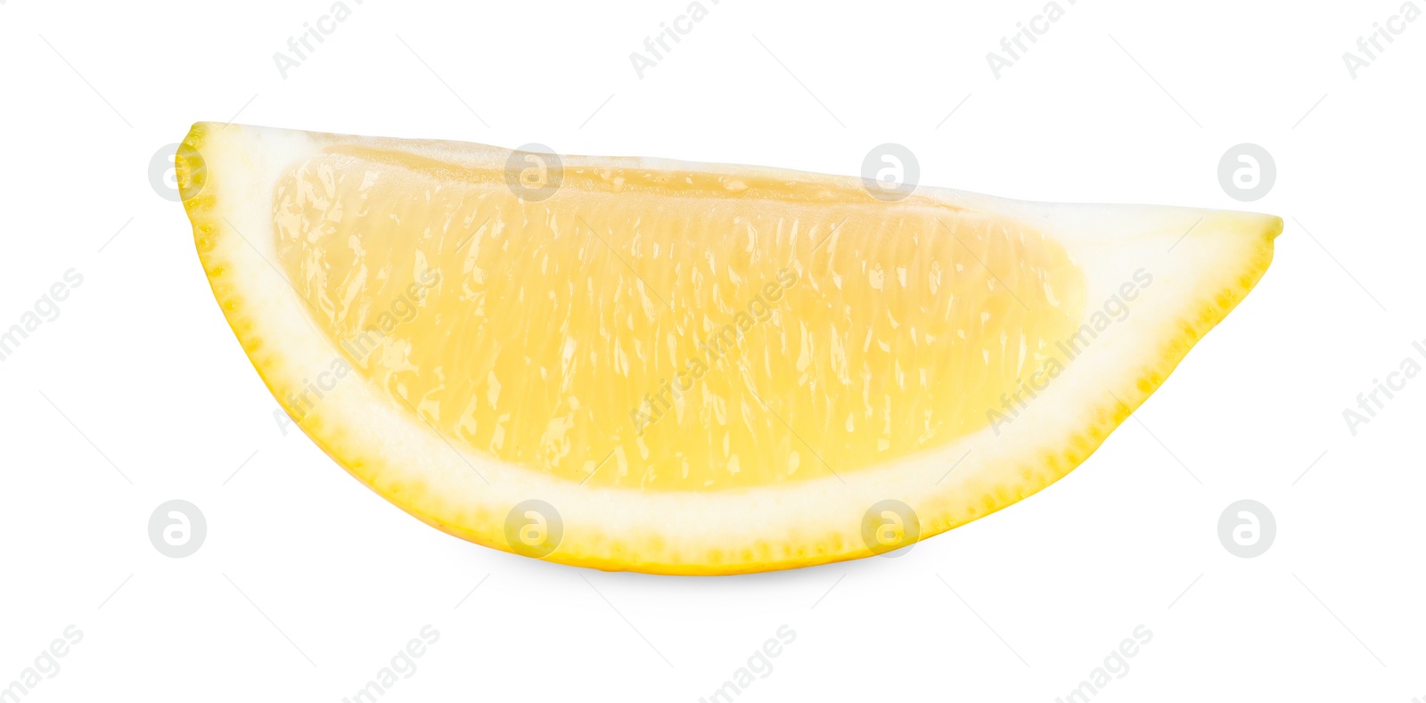 Photo of Citrus fruit. Slice of fresh lemon isolated on white