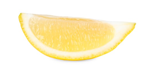 Photo of Citrus fruit. Slice of fresh lemon isolated on white