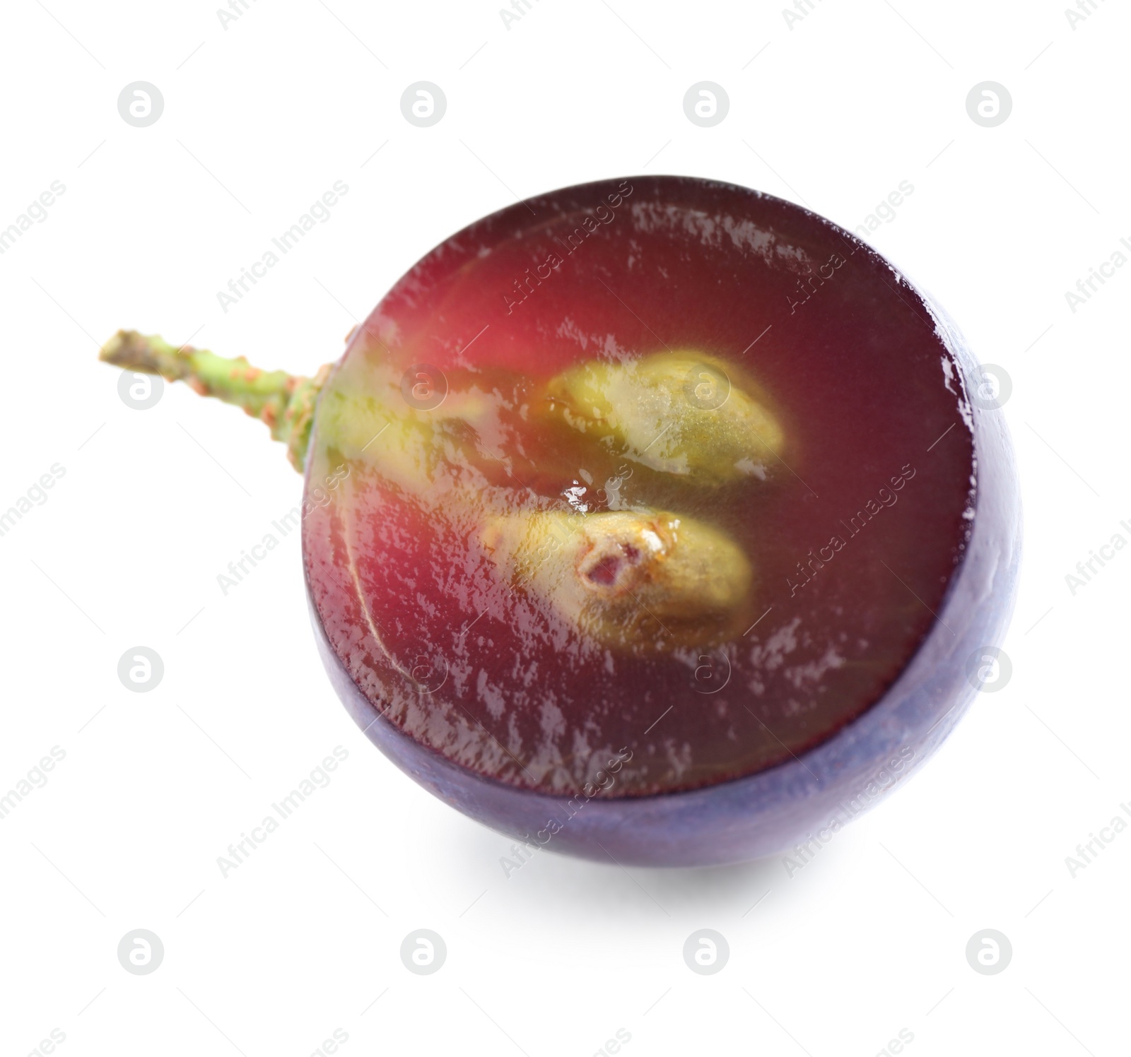 Photo of Fresh ripe cut juicy grape on white background