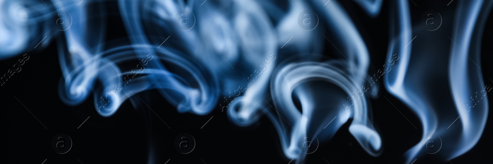 Image of Smoke on black background, closeup. Banner design