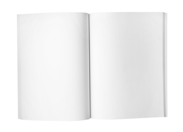 Photo of Mockup of open blank brochure on white background, top view