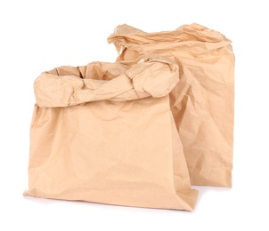 Paper bags isolated on white. Mockup for design