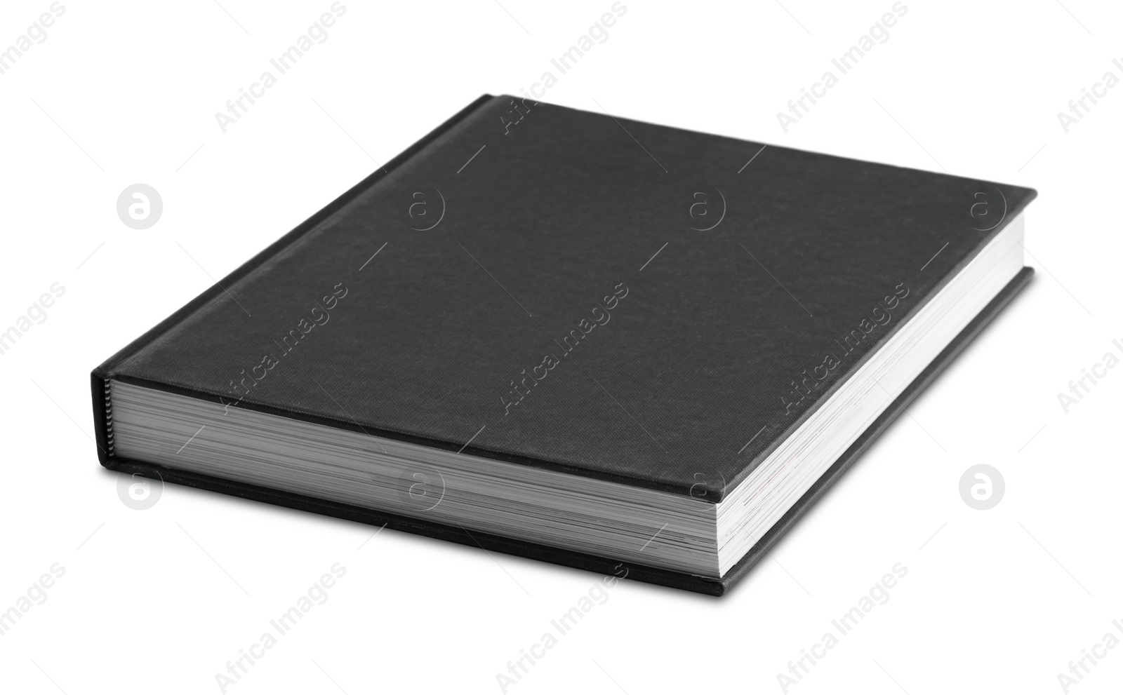 Photo of One closed black hardcover book isolated on white