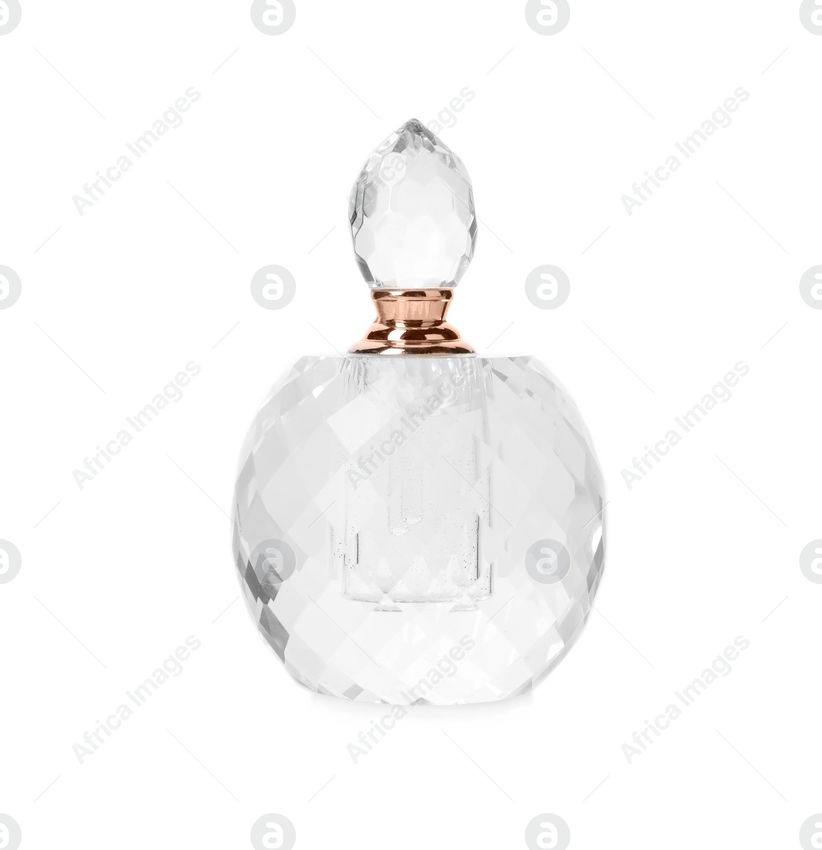 Photo of Bottle of luxury perfume isolated on white