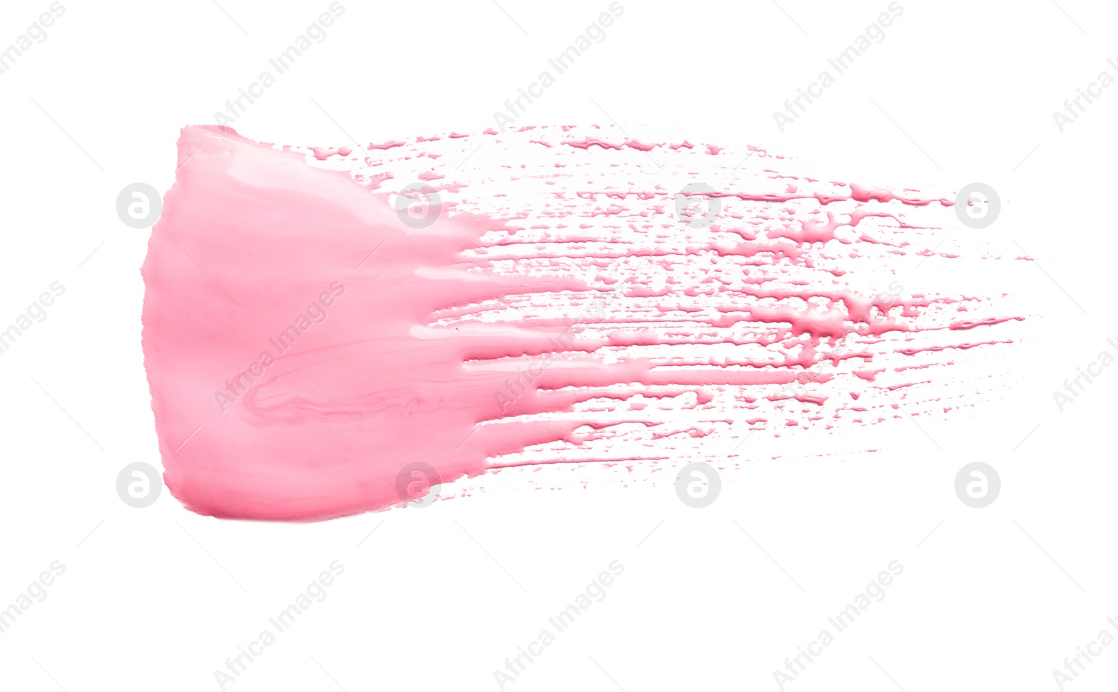 Photo of Abstract brushstroke of pink paint isolated on white