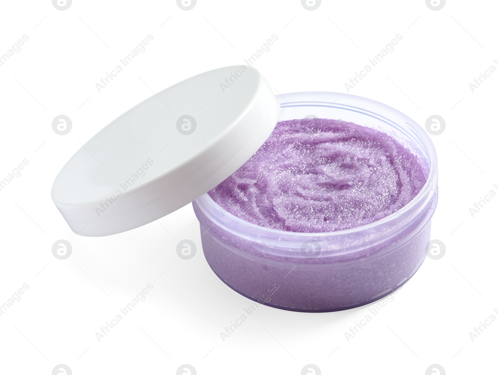 Photo of Container with natural scrub on white background