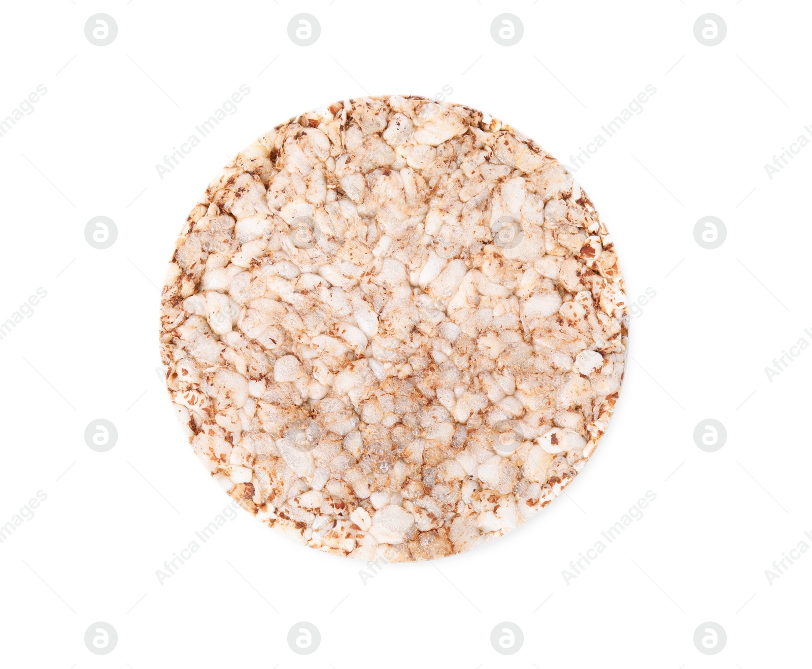 Photo of Crunchy rice cake isolated on white, top view