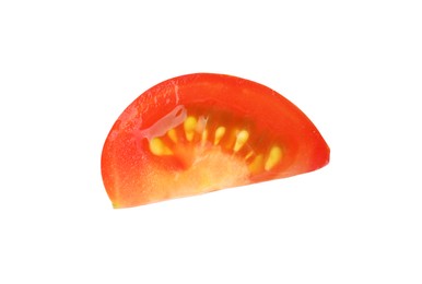 Piece of ripe cherry tomato isolated on white