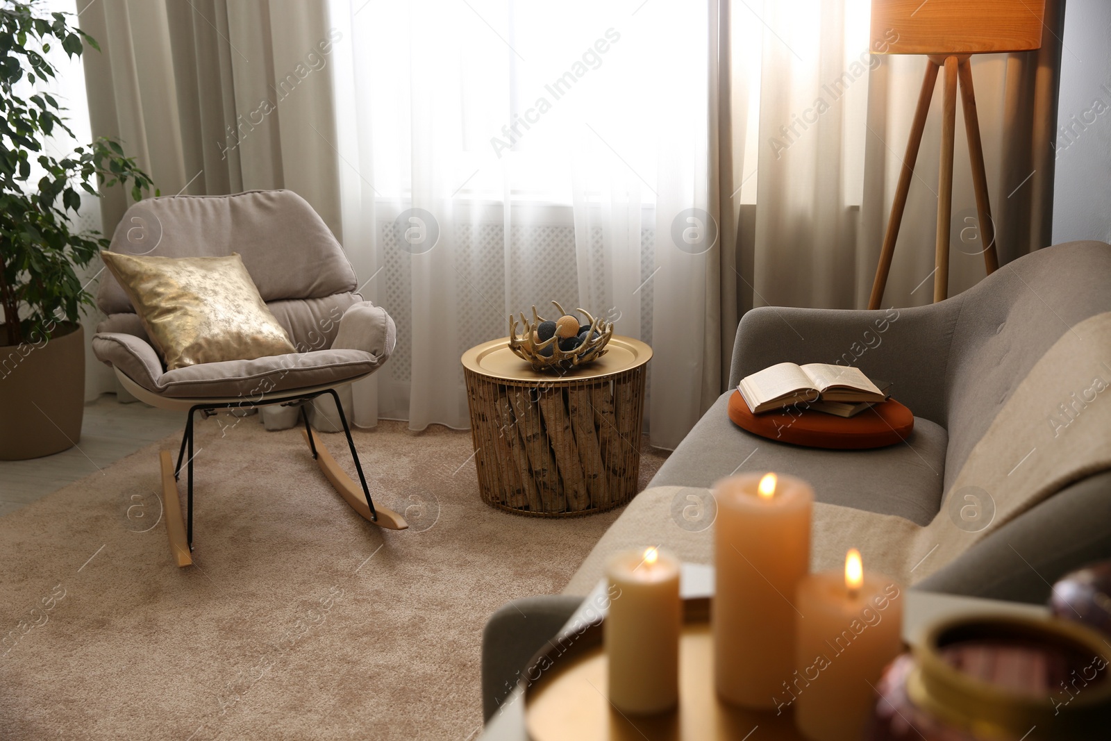 Photo of Cozy living room interior inspired by autumn colors